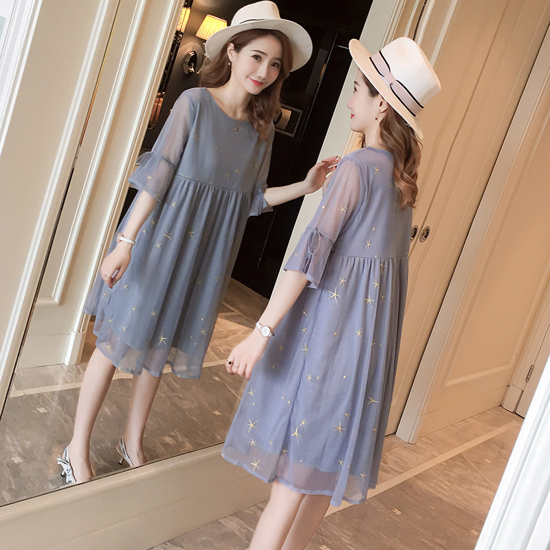 Pregnancy Woman Dress Summer Ocean Dress Subtidal Hot Mom Personality Spring Autumn Cash Summer Dress Lactation Clothing Breastfeeding Out of Fashion