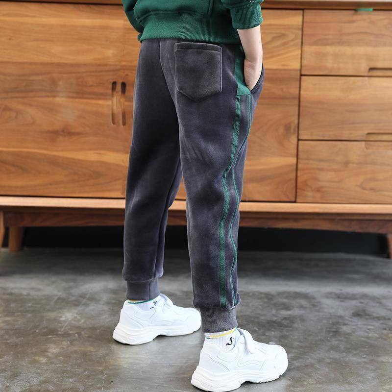 Boys' velvet pants one-piece double-sided gold velvet autumn and winter thickened trousers middle-aged children's loose casual warm pants