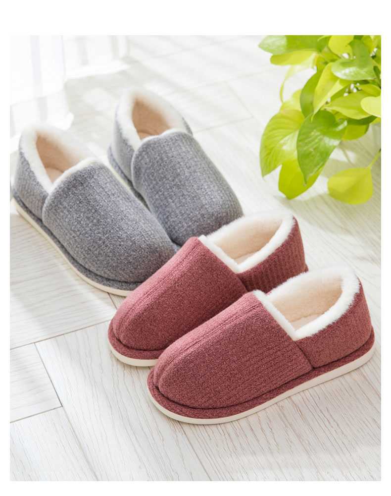 Giày Nhật Bản phong cách ấm áp với giày cotton mùa đông nhà chống trượt dép cotton nhà nữ trong nhà đôi dép dày nam - Trang chủ dép đi trong nhà giá rẻ