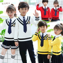 British college style childrens school uniform Primary school class clothes Autumn and winter clothes New Milan velvet fake three-piece kindergarten garden clothes