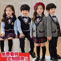 British College style gray suit School uniform Primary school suit Autumn and winter new childrens class suit performance suit Kindergarten suit