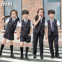 British Academy Style School uniforms Primary school uniforms Childrens summer short-sleeved striped suits teachers kindergarten uniforms
