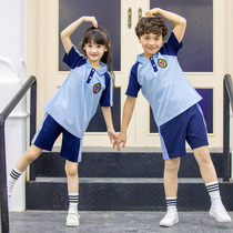 Sky blue British college style school uniforms primary and secondary school students childrens class uniforms teacher suits summer new kindergarten uniforms
