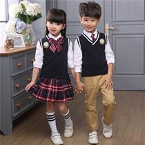 British style kindergarten garden uniform School uniform set Primary school class uniform Spring and autumn vest bow tie four-piece set new autumn