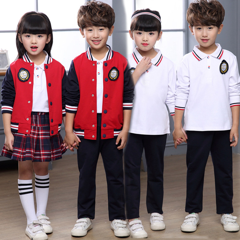 Baseball Uniform School Suit Kindergarten Pure Cotton Long Sleeves Three Sets Autumn Winter New Elementary School Kids Sports Group Clothing