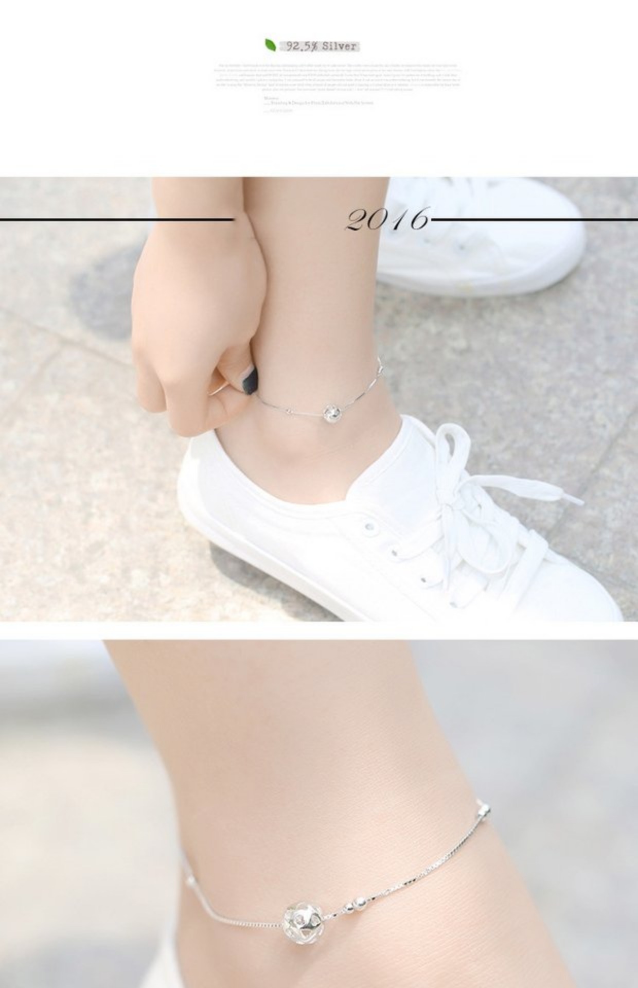 Nhẫn mùa hè bằng bạc 925 sterling Nhật Bản Hàn Quốc đơn giản nhỏ rõ ràng thời trang hoang dã nữ sinh viên vòng chân rỗng - Vòng chân lắc chân nữ hàn quốc