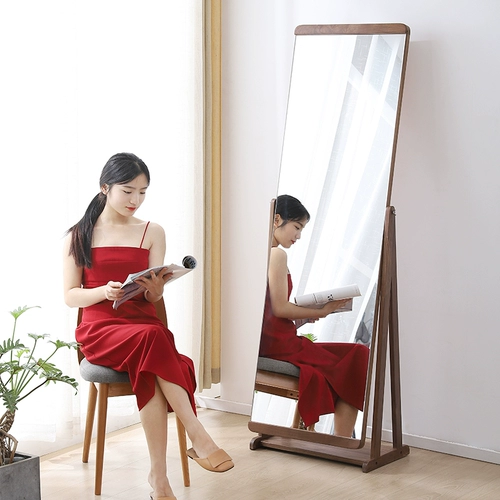 Северный стиль, зеркало всего тела без границ, зеркало с твердым деревом зеркало.