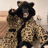 Демисезонный стеганый банный халат, флисовая коралловая толстовка с капюшоном, бархатная зимняя пижама, увеличенная толщина