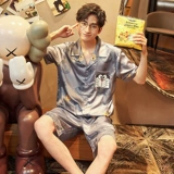 Летняя шелковая тонкая пижама, мультяшный комплект, короткий рукав, коллекция 2023