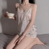Шелковая летняя милая сексуальная пижама, комплект без рукавов, коллекция 2023, эффект подтяжки