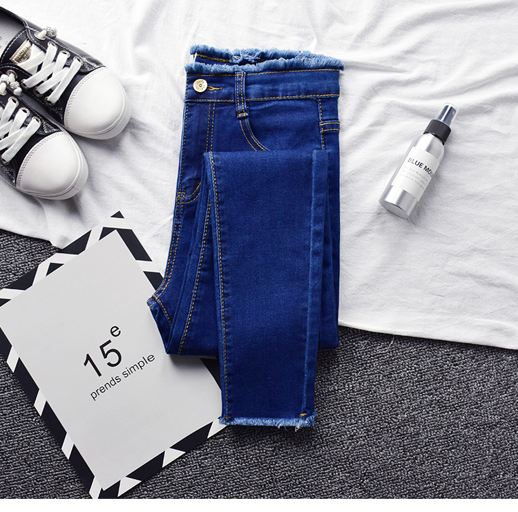 Phiên bản Hàn Quốc của quần jeans cạp cao nữ 2018 xuân hè mới co giãn size lớn đã mỏng và thon gọn 9 điểm chân quần thủy triều thời trang công sở nữ cao cấp