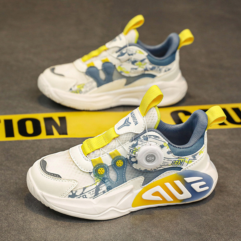 Children's sneakers summer breathable button boyboys basketball super light running shoes shock absorption summer breathtaking