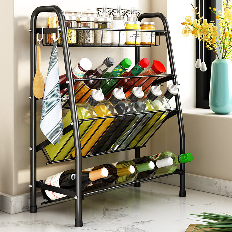 Kitchen Containing Shelf Supplies Home Shelving Ground Floor Multilayer Countertop Oil Salt Sauce Vinegar Bottle Seasonings Storage Racks-Taobao