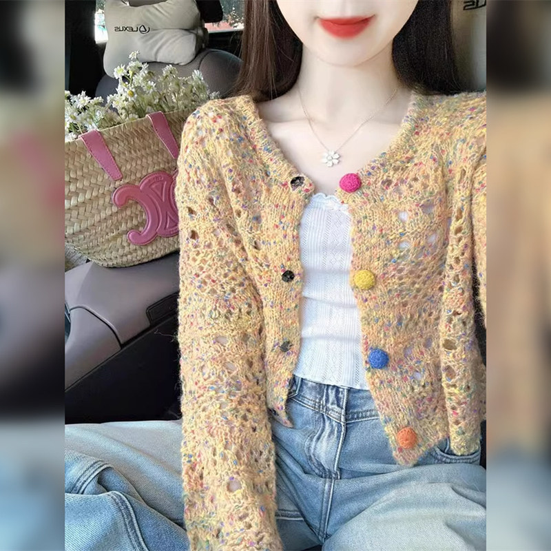French-Style Chanel-Inspired Hollow-Out Knit Cardigan for Women, Unique and Beautiful, Stylish and Age-Reducing Sweater Jacket, Short Top for Spring and Autumn French-Style Chanel-Inspired Hollow-Out Knit Cardigan for Women, Unique and Beautiful, Stylish and Age-Reducing Sweater Jacket, Short Top for Spring and Autumn