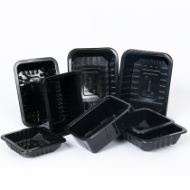 Black plastic rectangular lunch box selling food lunch box locked packaging microwave sealing tray packaging plastic box