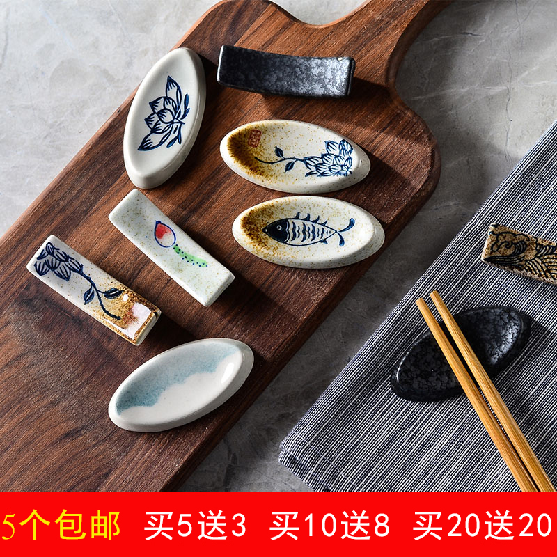Creative hand-painted ceramic oval chopsticks holder chopsticks chopsticks pillow home tableware hotel restaurant table supplies pillow support