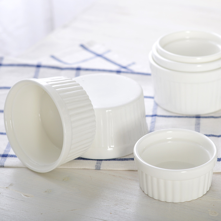 Ceramic Baking Bowl Shuffley Western Dessert Pudding White Mold High Temperature Roast Bowl Special Price