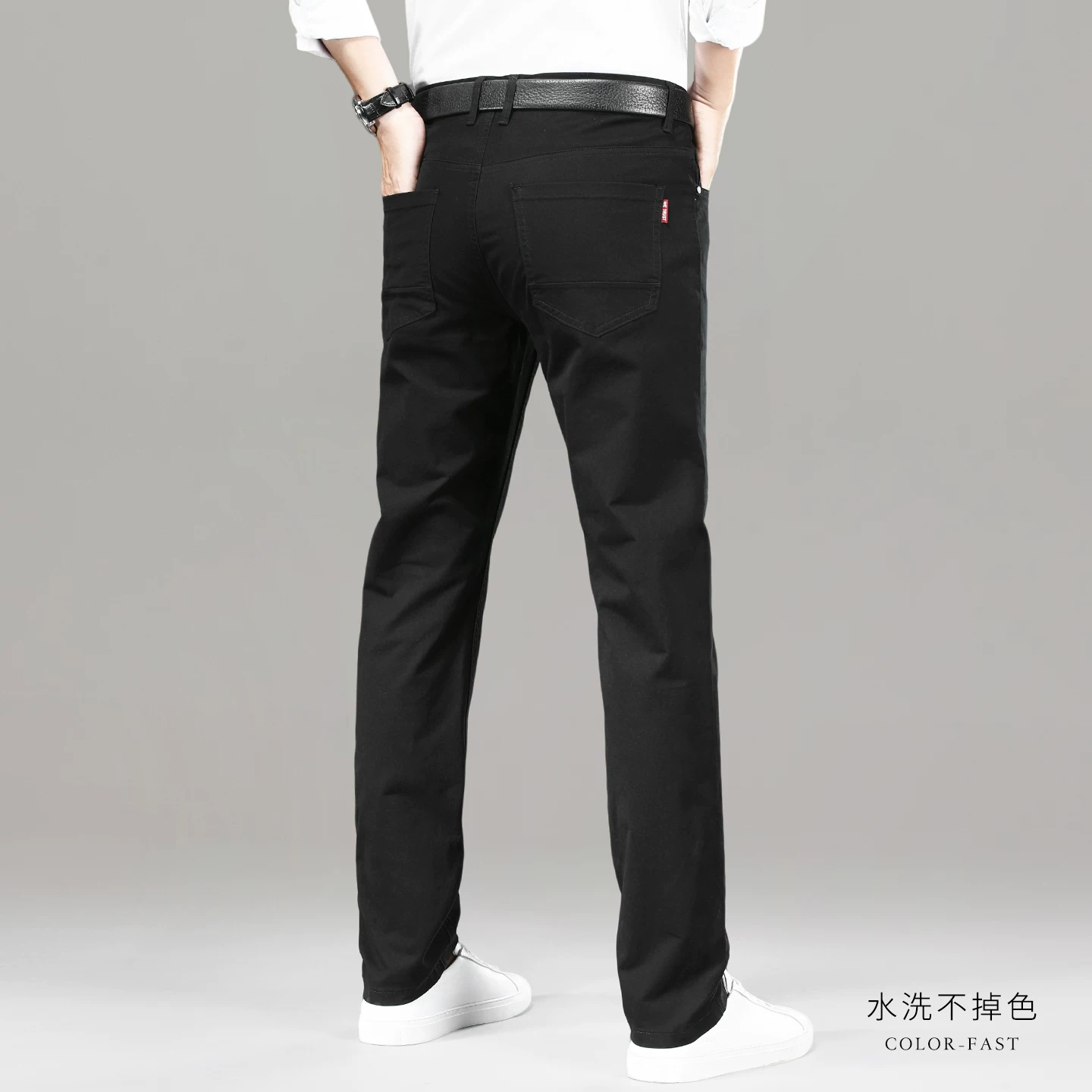 Универсальные весенние эластичные хлопковые брюки для мужчин, slim fit, свободный прямой крой