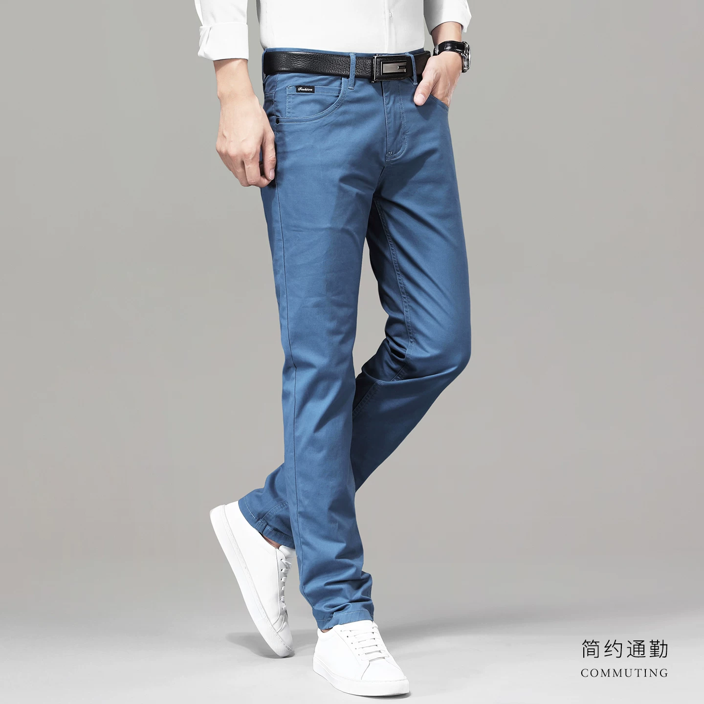 Универсальные весенние эластичные хлопковые брюки для мужчин, slim fit, свободный прямой крой