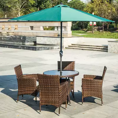 Outdoor table and chair rattan chair outdoor umbrella woven Vine balcony small coffee table Teng chair courtyard outdoor table and chair three-piece home
