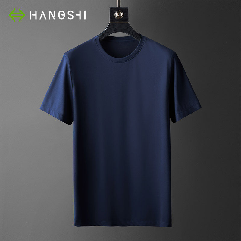 Comfort full of ice sensation mulberry silk T-shirt men short sleeve high-end ice silk pure color middle-aged real silk half sleeve male