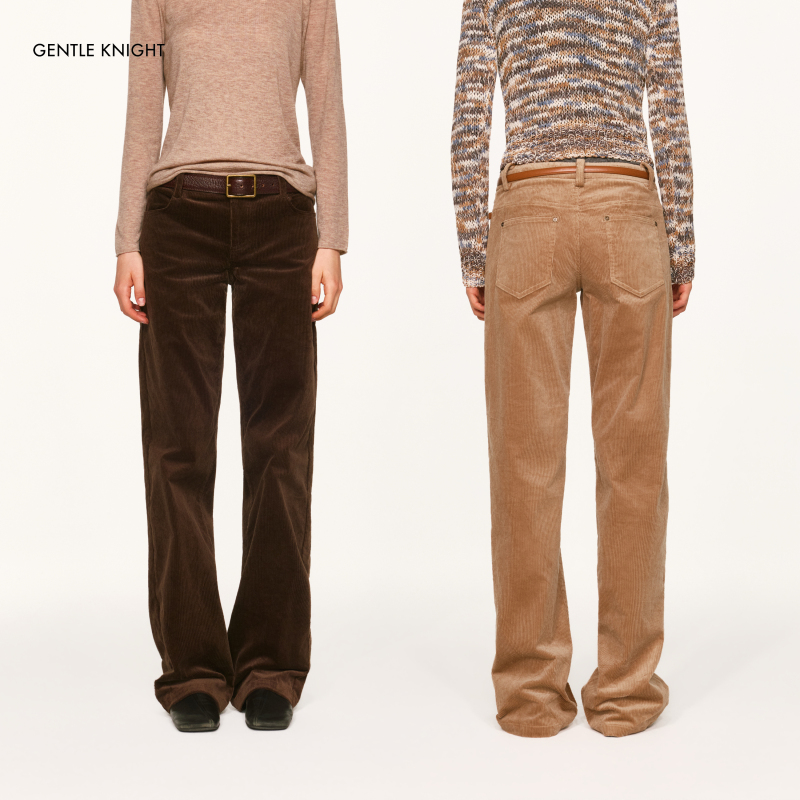 Gentle Knight Roasted Chestnut Vintage Two-Tone Heavy Cotton Corduroy Straight-Leg Pants Loose Casual Trousers Gentle Knight Roasted Chestnut Vintage Two-Tone Heavy Cotton Corduroy Straight-Leg Pants Loose Casual Trousers