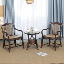 Rattan chair Natural rattan three-piece office chair backrest chair Bed and breakfast chair Outdoor simple rattan balcony leisure chair