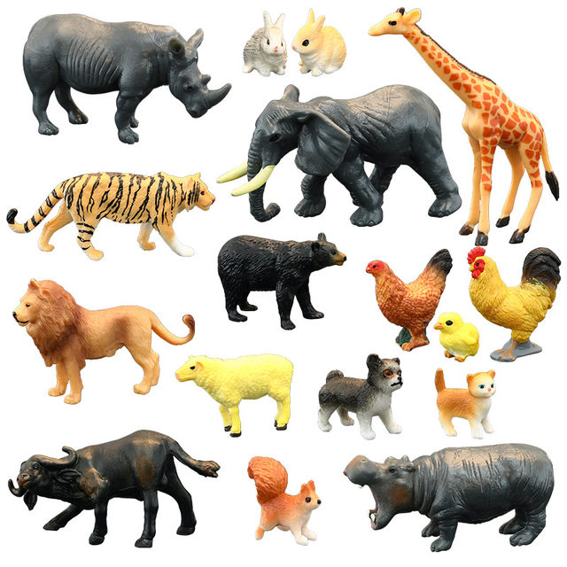 Mini simulation wild animal toy model succulent micro landscape ornaments elephant lion tiger epoxy decoration