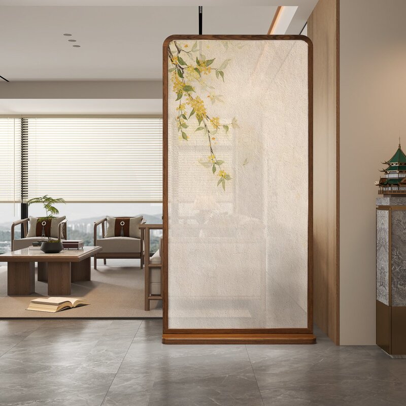 Lingshuijian Solid Wood Screen Partition for Entryway, Blocking the View of the Living Room and Bedroom, New Chinese Style Movable Floor-Standing Screen Lingshuijian Solid Wood Screen Partition for Entryway, Blocking the View of the Living Room and Bedroom, New Chinese Style Movable Floor-Standing Screen