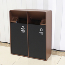 Stainless steel trash can hotel lobby vertical commercial chimney two-category double bucket mall elevator ash bucket