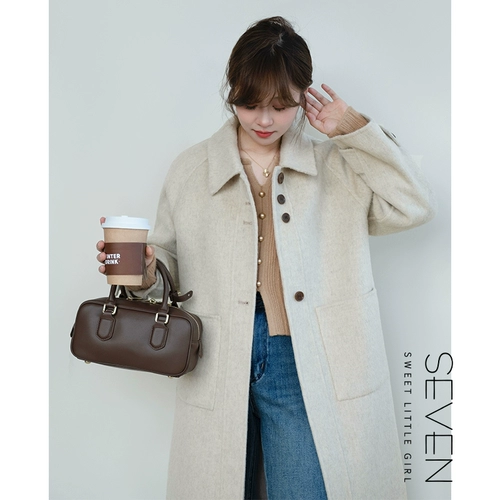 Двусторонное кашемировое длинное демисезонное шерстяное шерстяное пальто, подходит для подростков, средней длины