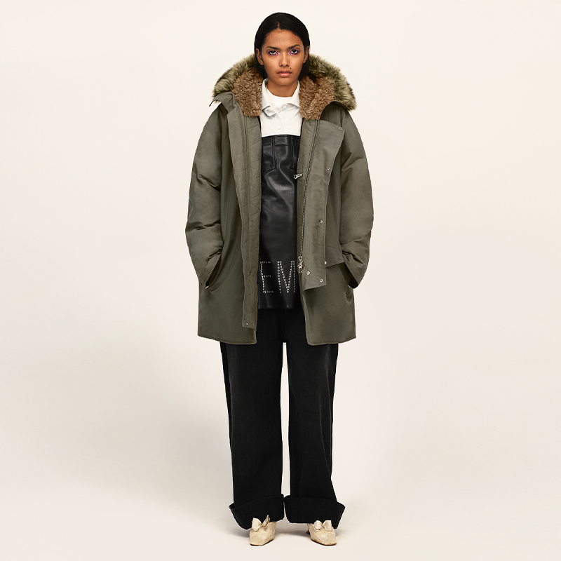 Trinite*Faux-Fur Collar Parka Black Military Green Eco-Friendly Fur Collar Parka Trinite*Faux-Fur Collar Parka Black Military Green Eco-Friendly Fur Collar Parka