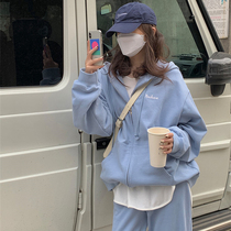 Sports Suit Women Spring Autumn Students Han Edition Loose fashion Clothing Casual Big Code Running Suit Two Sets Tide