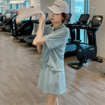 Casual Sports Suit Women Summer Short Sleeve Shorts Students Han Edition Loose lean Running mesh Red fashion Two sets