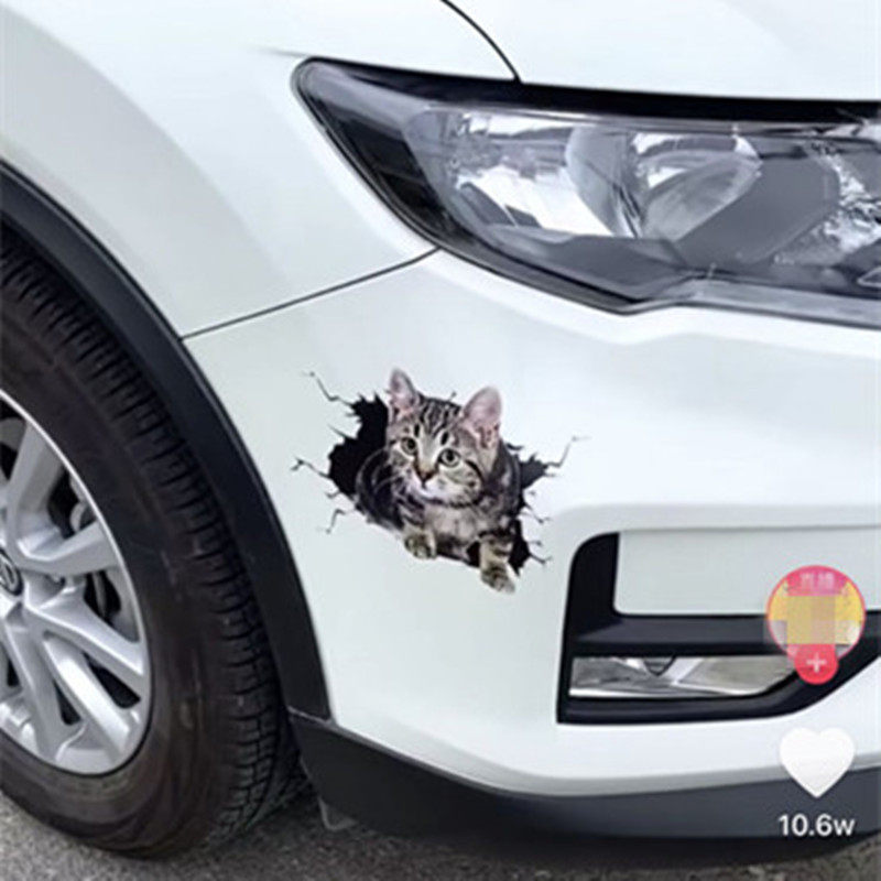 Car stickers 3D kitten creative personality net red same style cute cat cover scratches funny decorative car stickers