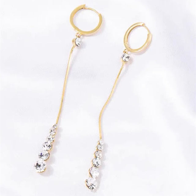 High-end long zircon water drop earrings for women 2024 new style face slimming earrings temperament light luxury internet celebrity earrings