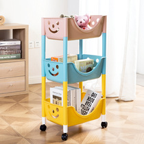 Home Movable Wheeled Storage Rack Bedroom Storage Rack Living Room Kitchen Carts Floor Snack Storage Basket