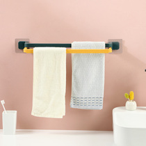 Home bathroom non-perforated towel rack dormitory washcloth bathroom hanger simple creative double pole shelf