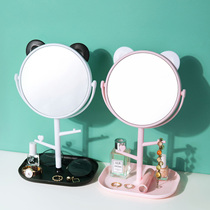 Home cute pet cartoon makeup mirror desktop dressing mirror large rotating tremble sound Net red with small mirror Princess Mirror