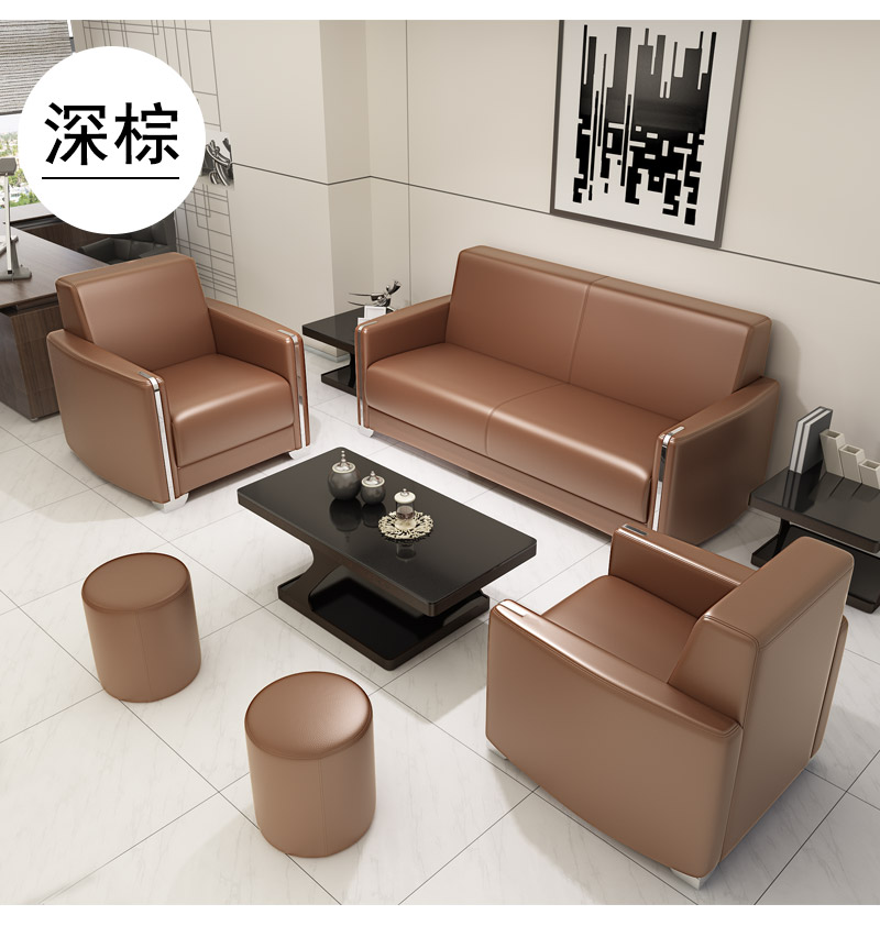 Sofa văn phòng đơn giản hiện đại ba người nội thất văn phòng họp kinh doanh tiếp tân văn phòng sofa kết hợp bàn cà phê