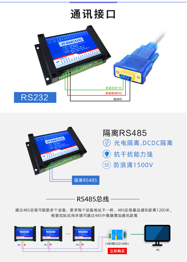 DAM-14142 工业级数采控制器通讯接口