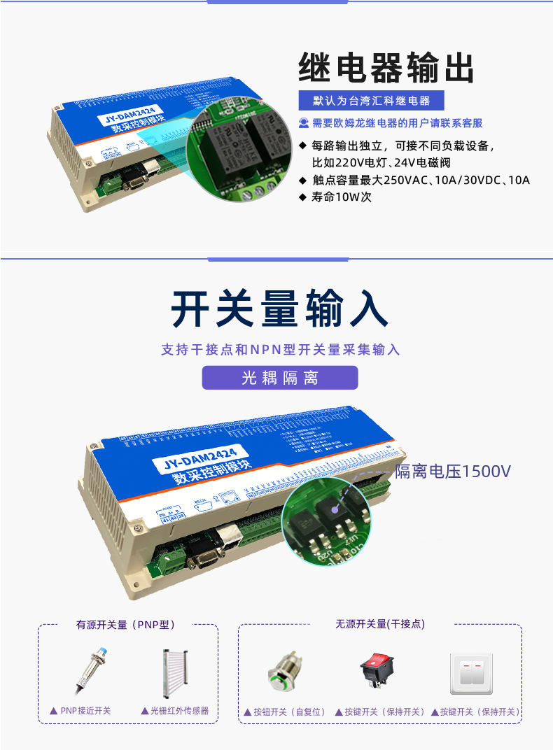 DAM-2424 工业级I/O模块开关量输入