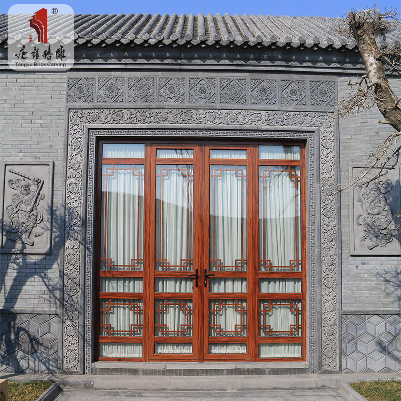 Tang-language brick carved imitation ancient brick green brick door head decorative door god Chinese style four-in-courtyard reliefs decorated with brick and carved wood