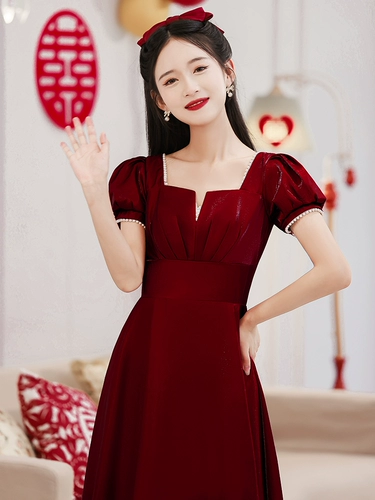 Зимнее вечернее платье, бордовое короткое милое свадебное платье, подходит для подростков