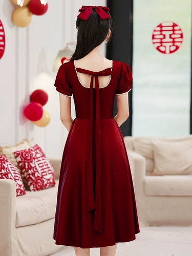 Зимнее вечернее платье, бордовое короткое милое свадебное платье, подходит для подростков
