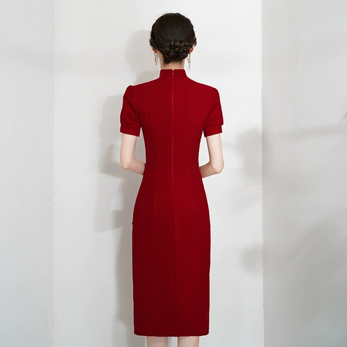 Ципао, вечернее платье, красное свадебное платье, изысканный стиль, коллекция 2023, подходит для подростков