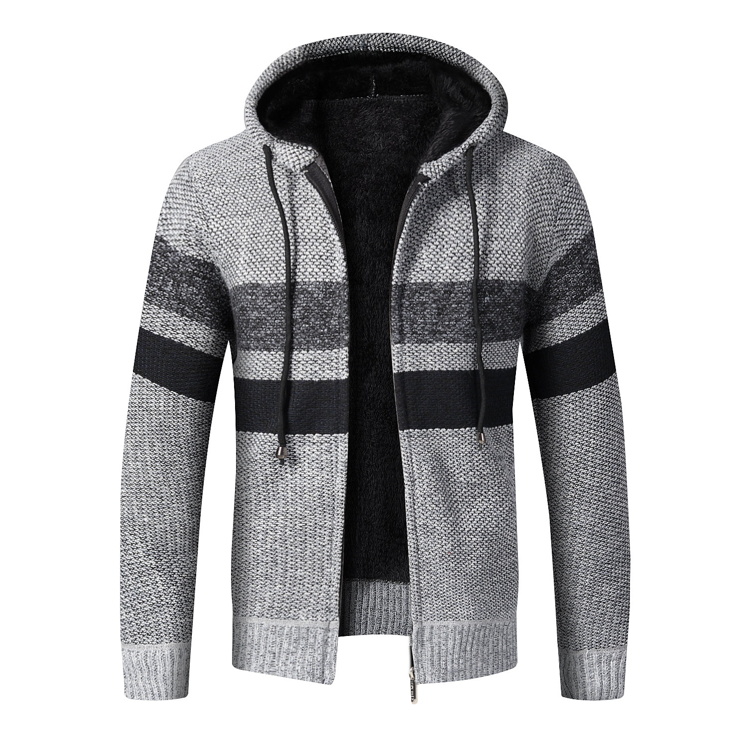Mùa thu và mùa đông đàn ông cộng với nhung dày cổ áo len lỏng kích thước lớn của nam giới đan áo len dài tay áo len áo khoác cardigan.