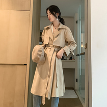 Autumn 2021 windbreaker womens mid-length slim waist Western style jacket thin fashion temperament small casual coat