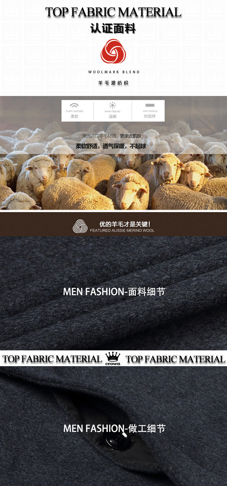 Blouson homme STRONGJIAN   manches longues en Laine - Ref 3116884 Image 23