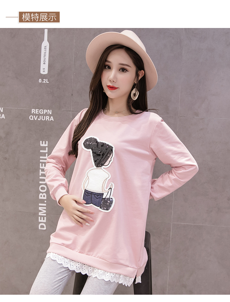 Bộ đồ mùa đông cho bà bầu 2018 phiên bản Hàn Quốc mới của bộ đồ dài cho bà bầu sơ mi dài tay áo thun mùa thu và áo hai dây mùa đông đầm bầu sát nách